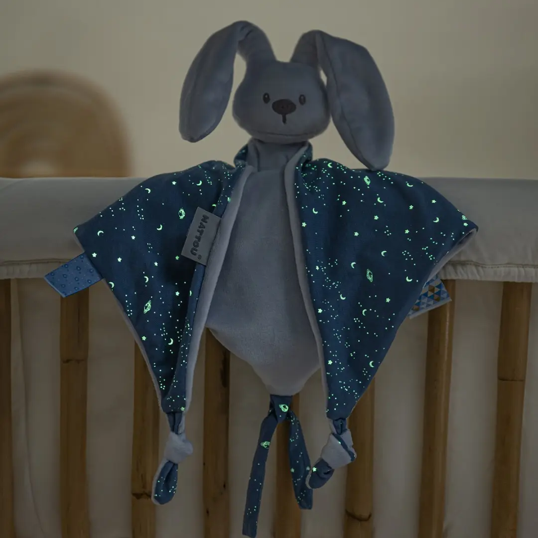 Nattou Lapidou Maxi Knuffeldoekje Konijn 65cm - Pastelblauw