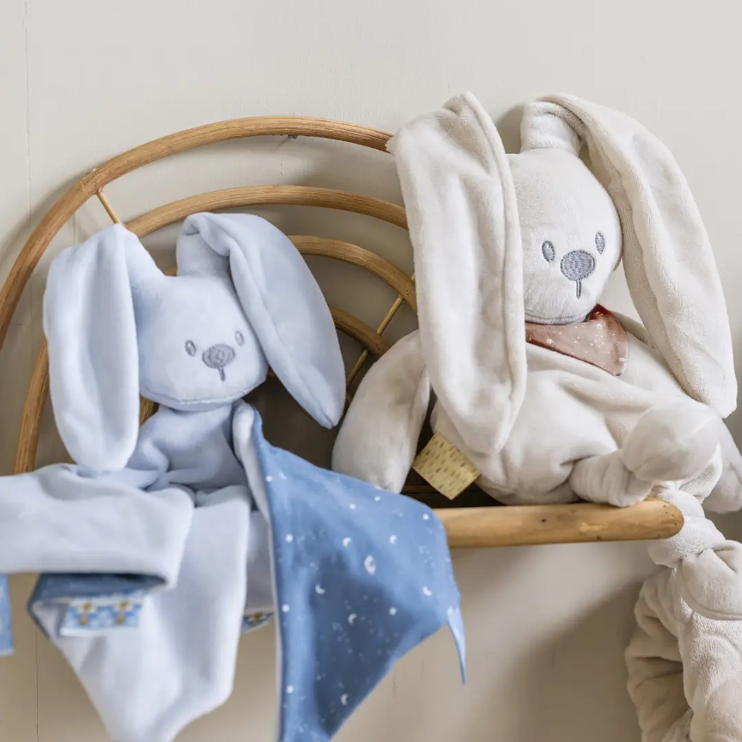 Nattou Lapidou Maxi Knuffeldoekje Konijn 65cm - Pastelblauw