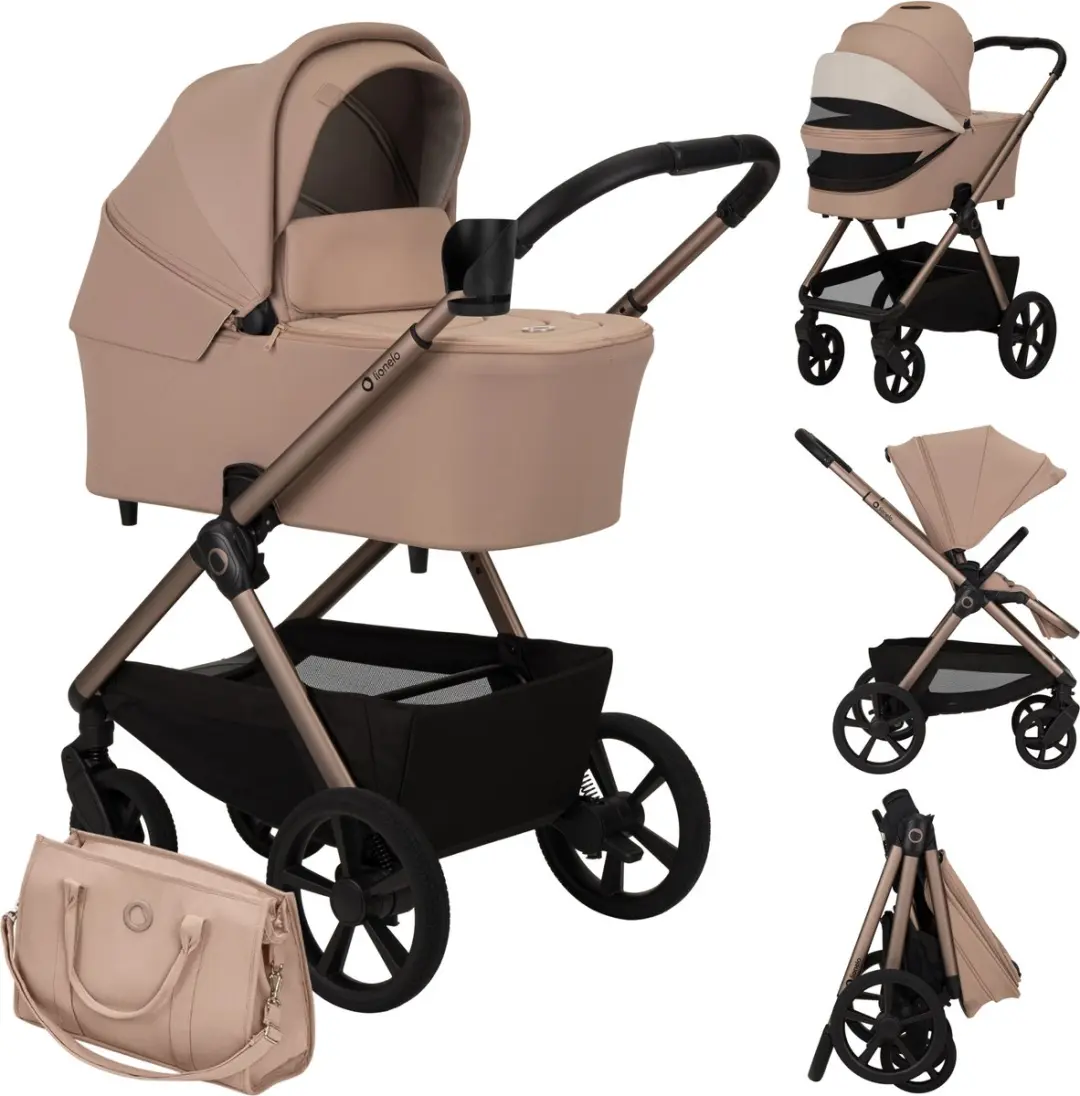 Lionelo Carmine 2-in-1 Kinderwagen Reiswieg & Wandelwagen - GravelTech Wielen - Bruin