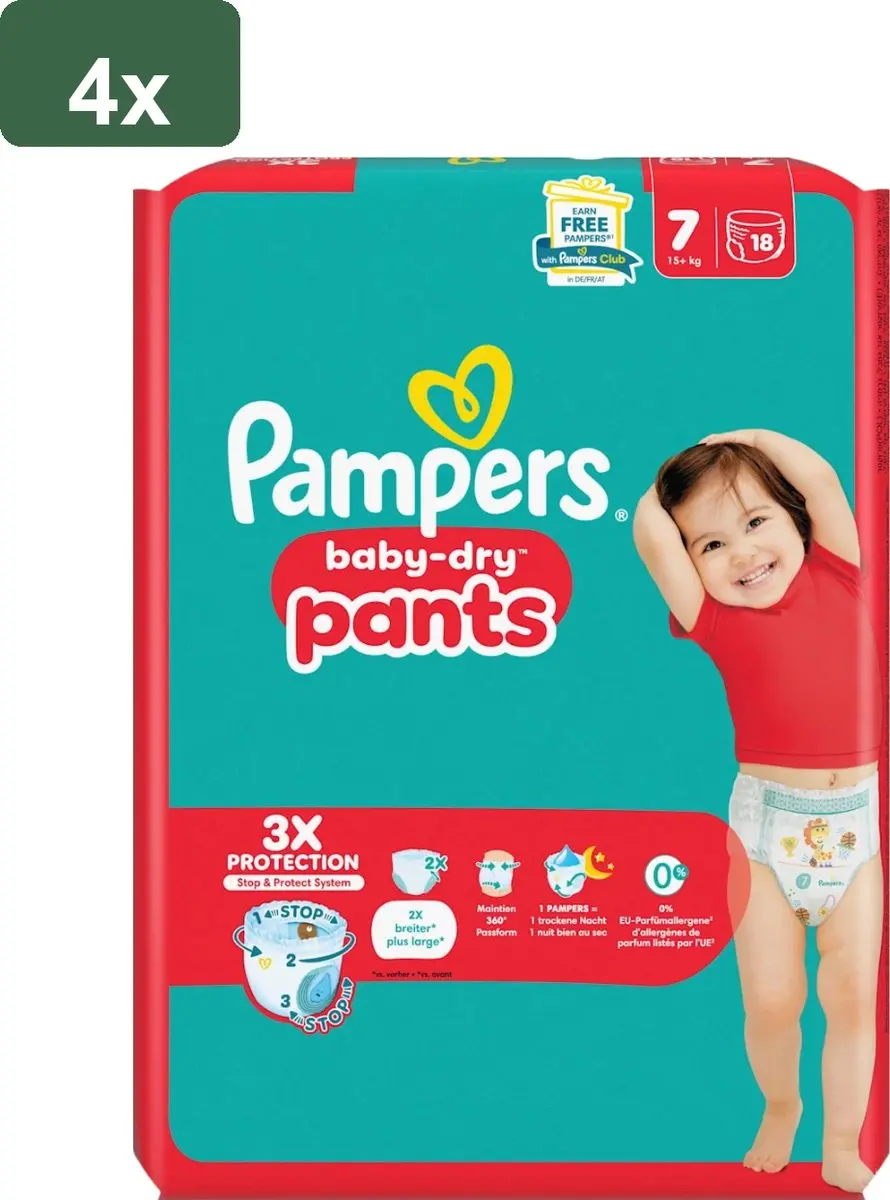 Pampers Baby-Dry Pants Maat 7 - 72 Stuks (4x18)