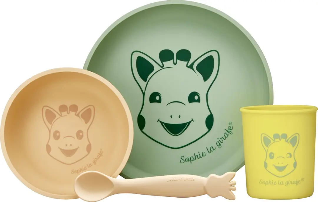 Sophie de Giraf Maaltijdset - 4-delig - Siliconen - Groen/Geel/Beige