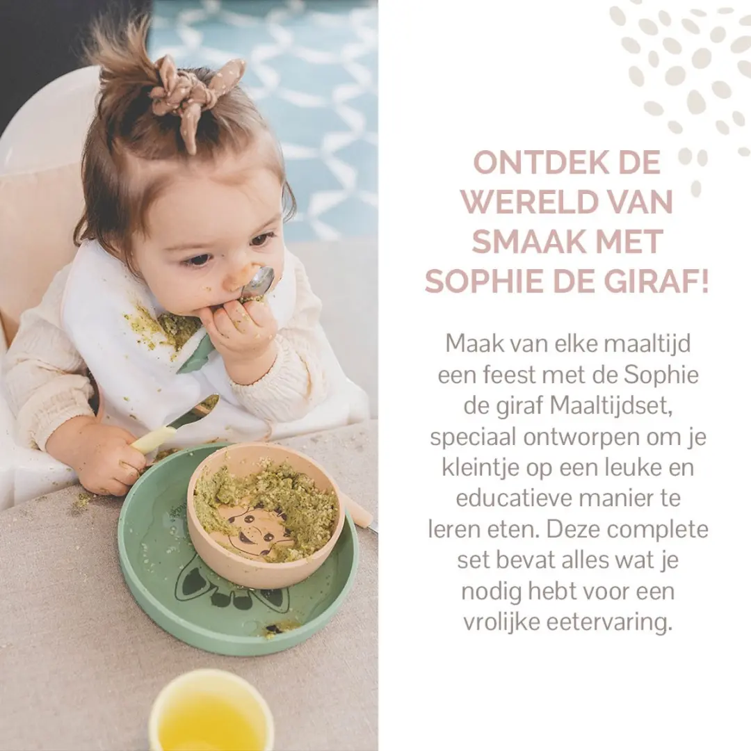 Sophie de Giraf Maaltijdset - 4-delig - Siliconen - Groen/Geel/Beige
