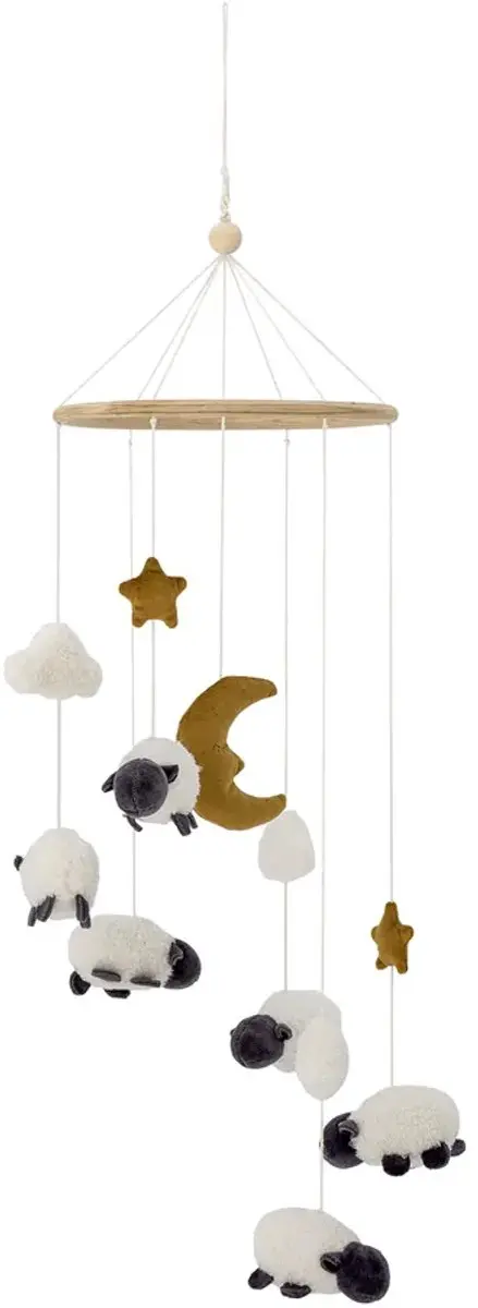 Bloomingville Mobiel Dolly Schapen - Wit/Zwart/Geel