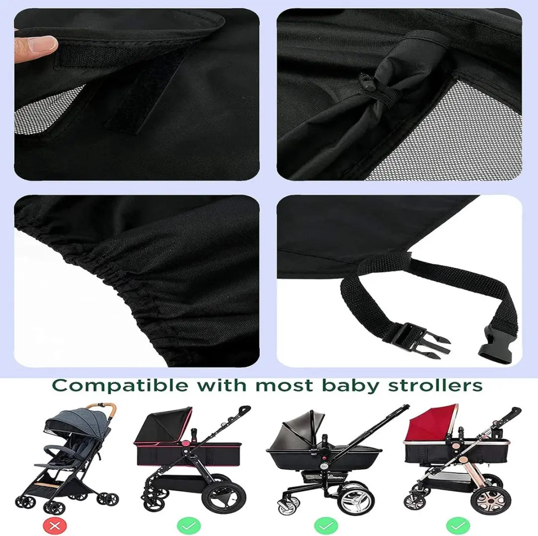 ECTEATOY Universele Zonnekap Kinderwagen UV50+ - Zwart