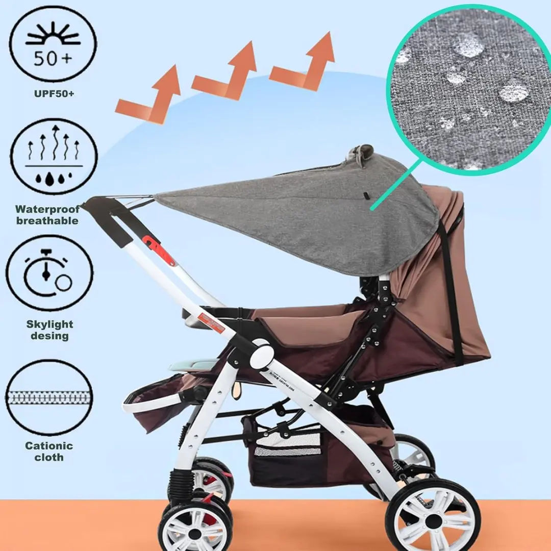 ECTEATOY Universele Zonnekap Kinderwagen UV50+ - Zwart