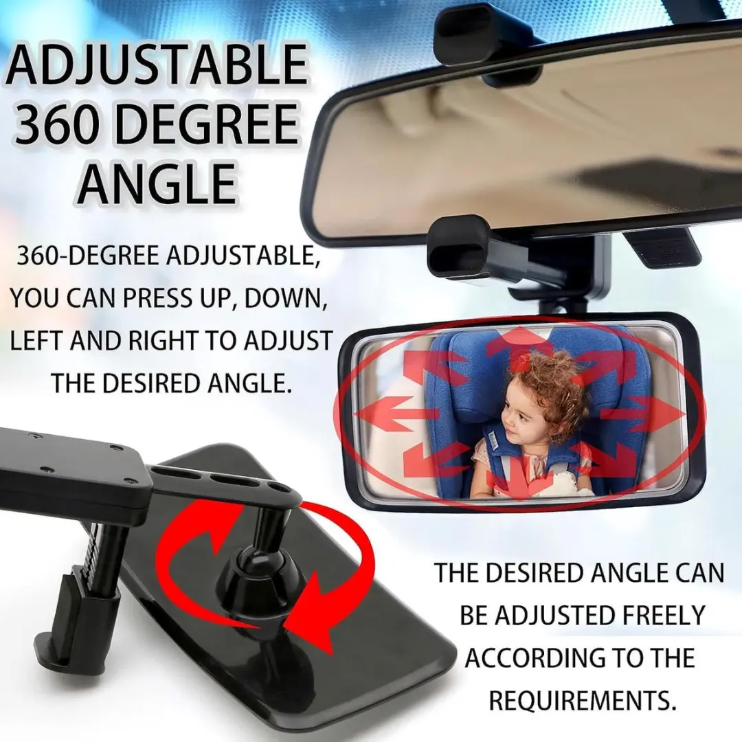 ECTEATOY Baby Autospiegel 360° - Anti-Breekbaar - Voor Alle Auto's - Zwart