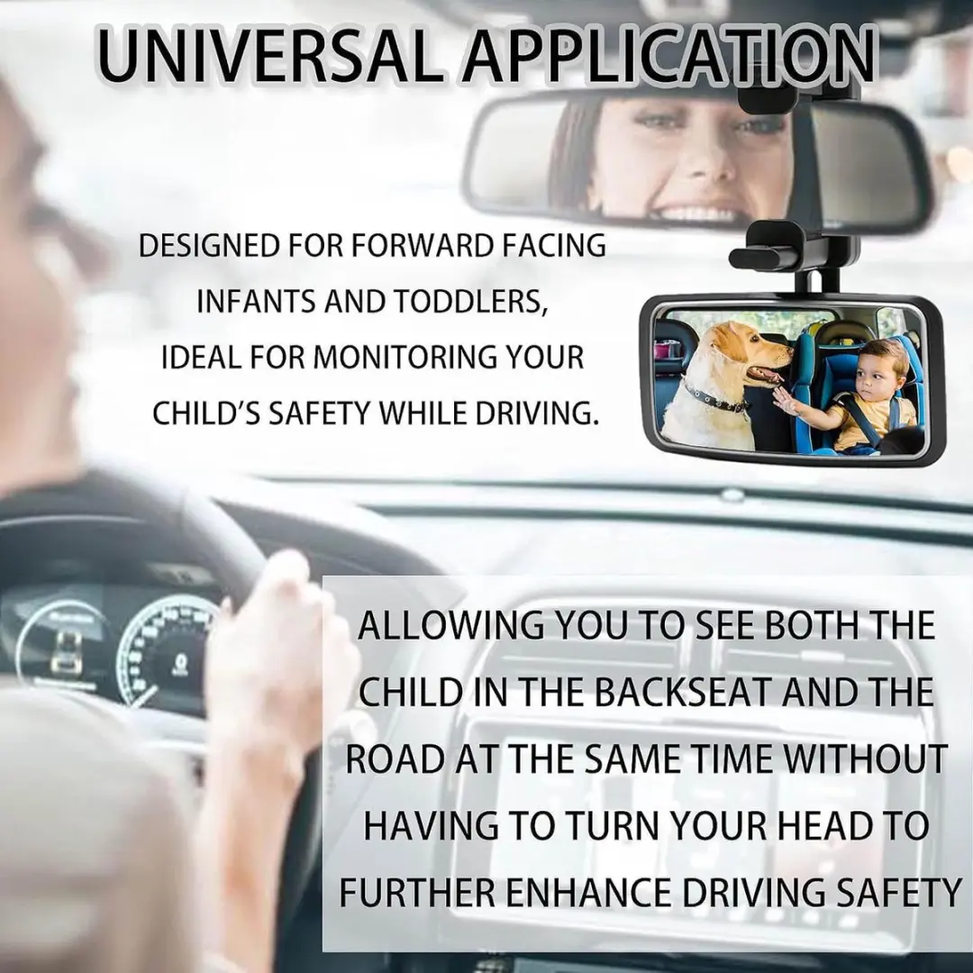 ECTEATOY Baby Autospiegel 360° - Anti-Breekbaar - Voor Alle Auto's - Zwart