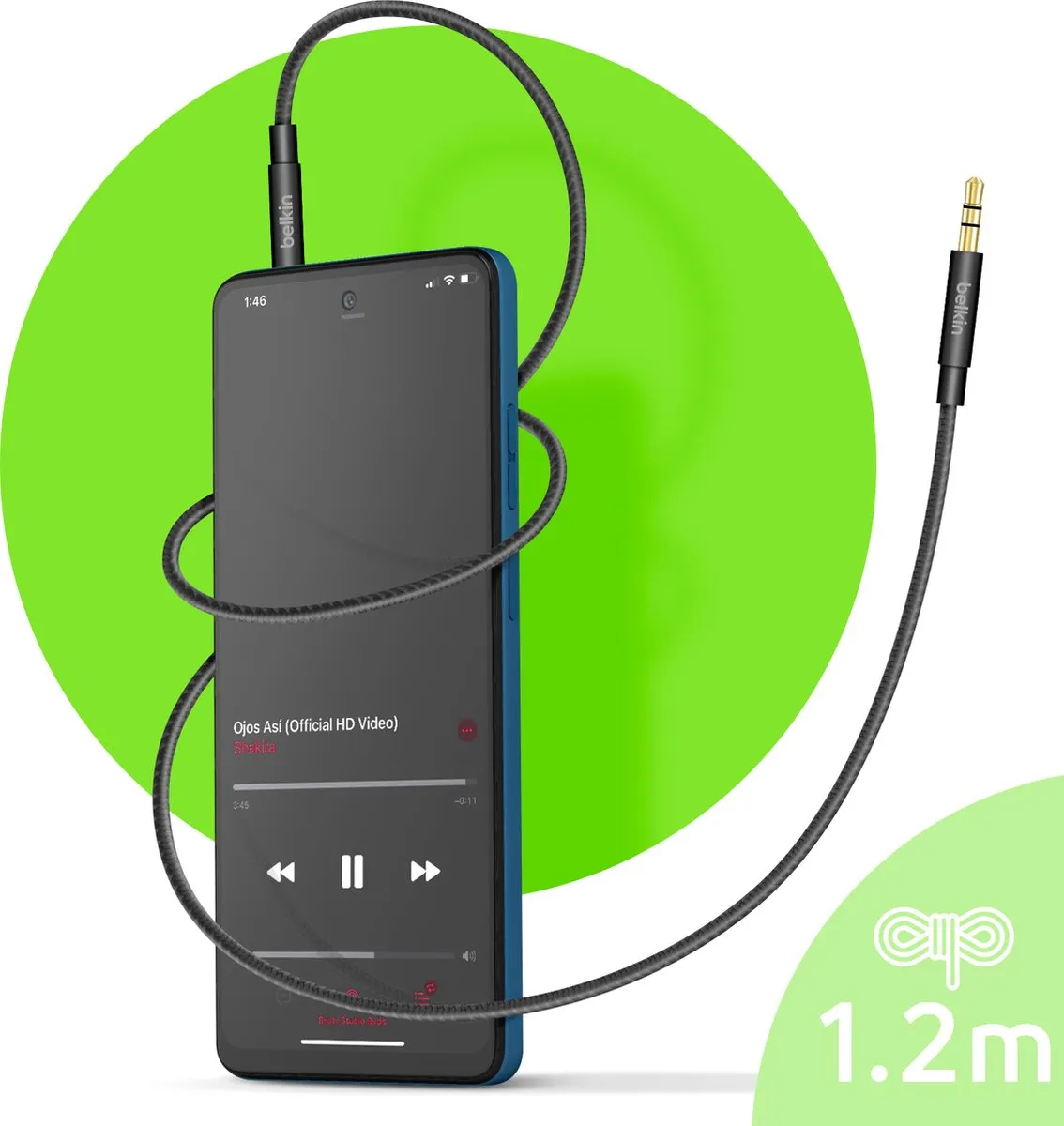 Belkin MIXIT Metallic 3.5mm AUX-kabel - Zwart