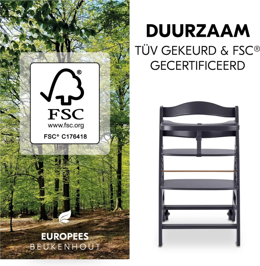 Hauck Beta+ Kinderstoel - Dark Grey - 5-delig