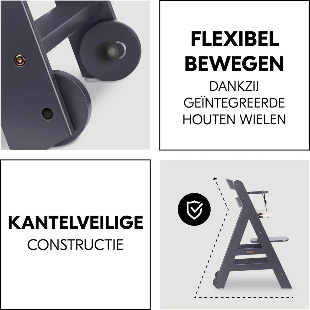 Hauck Beta+ Kinderstoel - Dark Grey - 5-delig