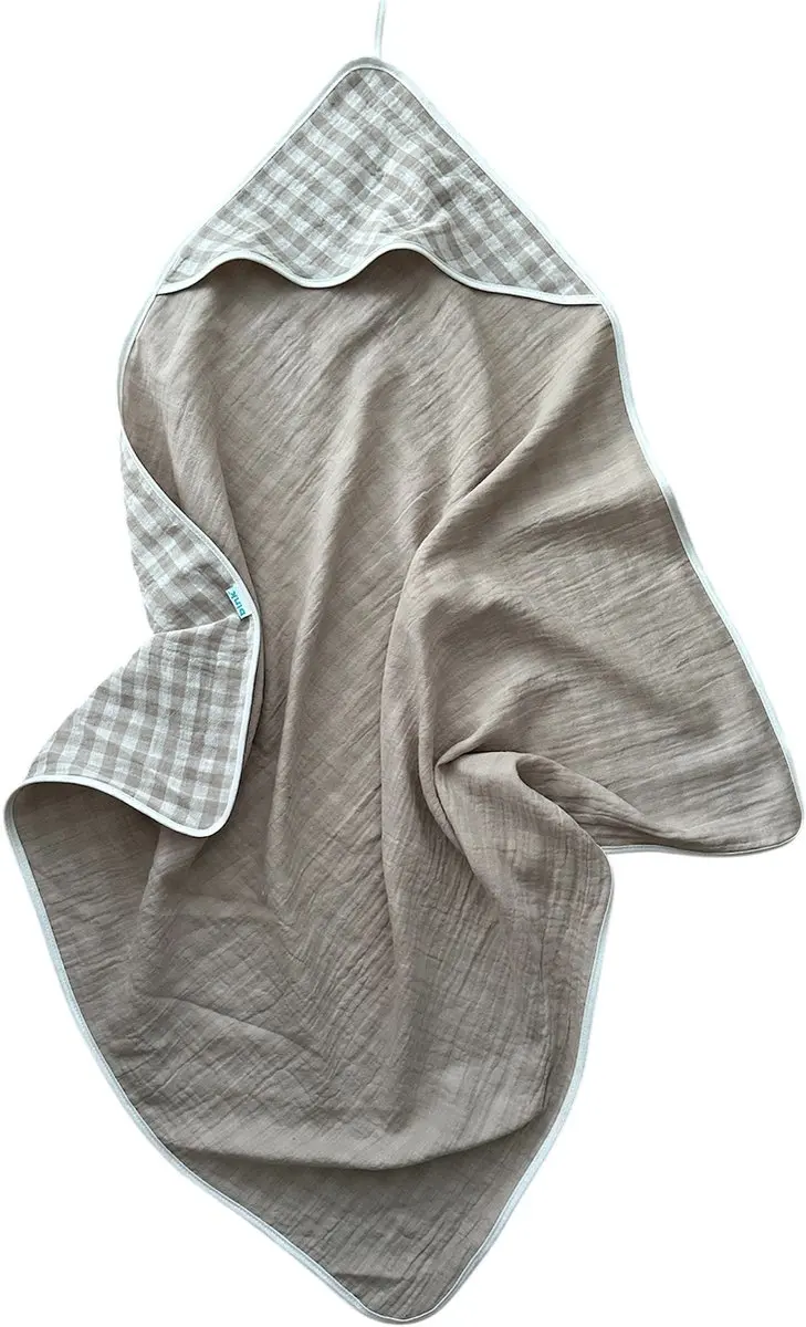 BINK Bedding Badcape Hydrofiel Vichy Beige 75x75cm
