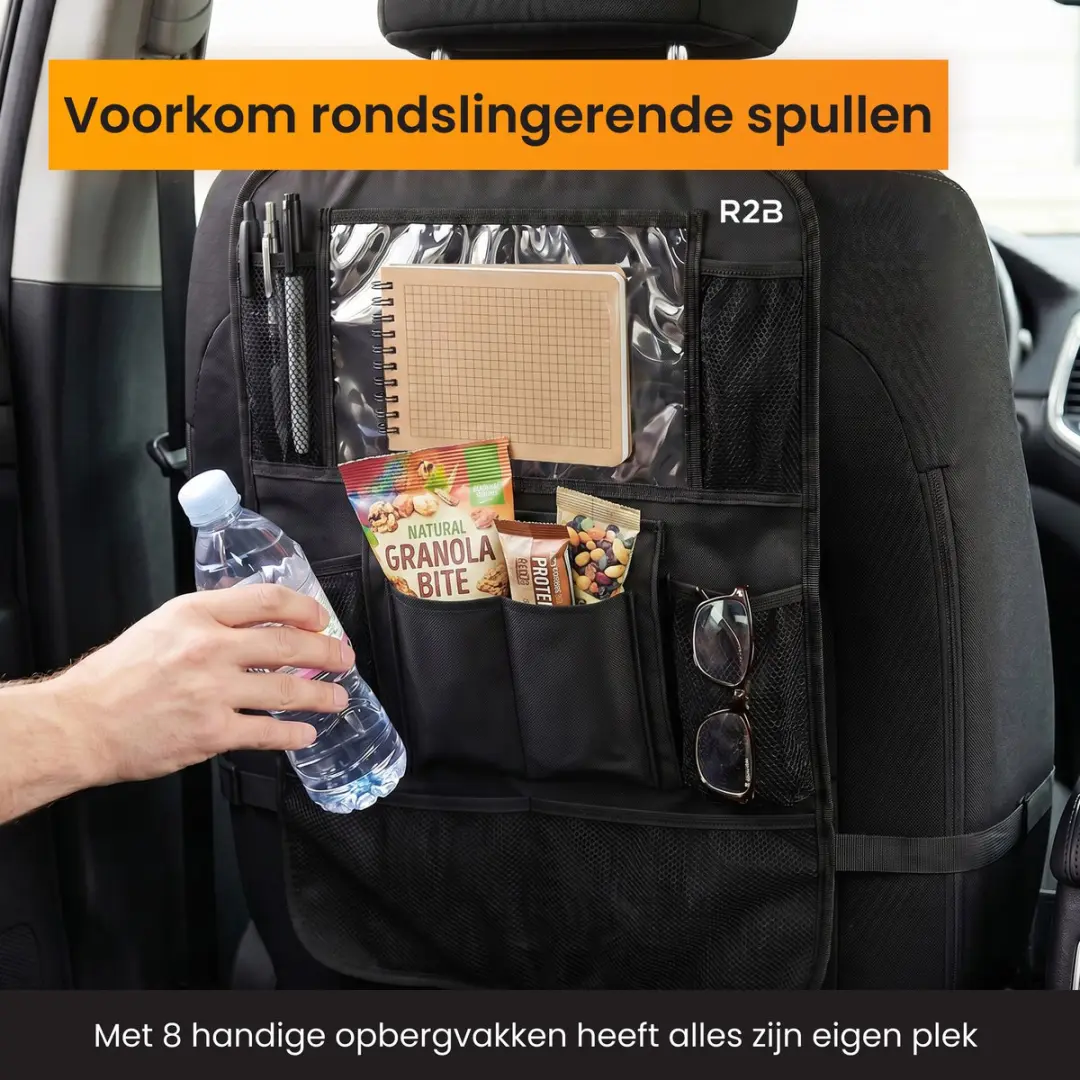 R2B Auto Organizer Autostoel - 8 Opbergvakken - Tablethouder