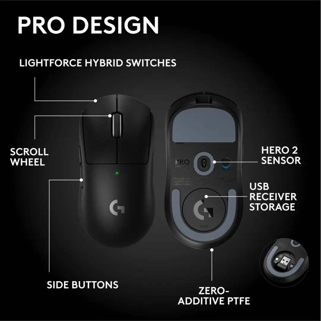 Logitech Pro X Superlight 2 SE 910-007553 - Gamingmuis - 5 Knoppen - Zwart