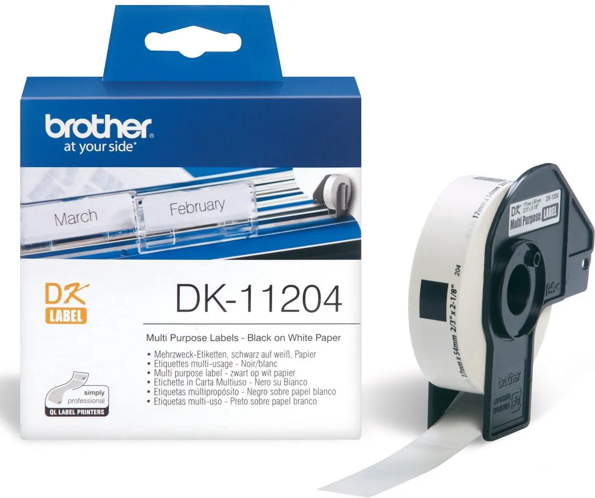 Brother DK-11204 Die-Cut Labels - 54x17mm - Wit - 400 Stuks - afbeelding 6 van 6
