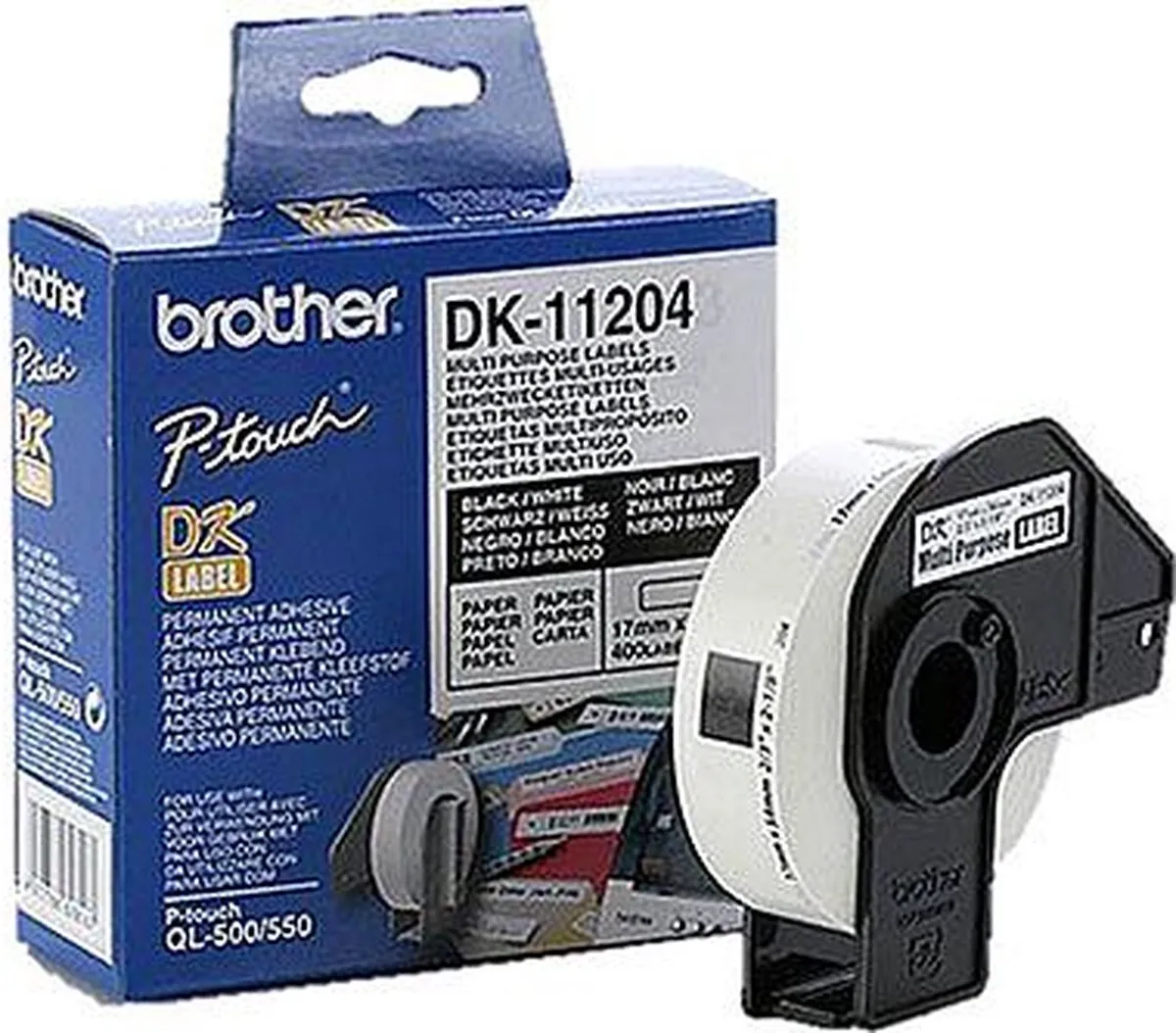 Brother DK-11204 Die-Cut Labels - 54x17mm - Wit - 400 Stuks