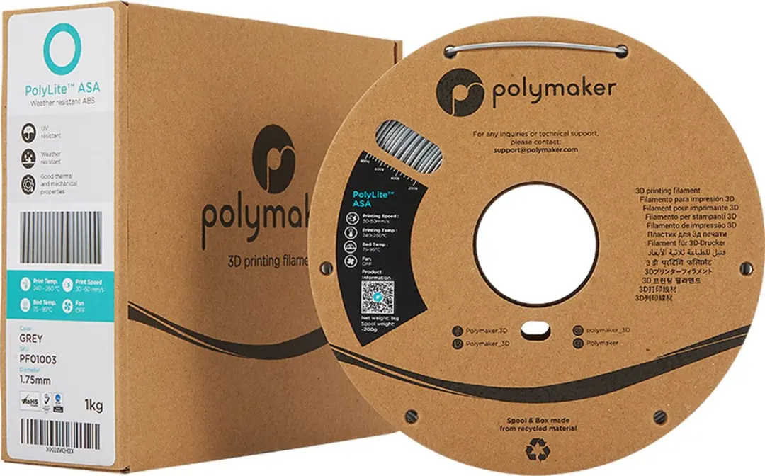 Polymaker PolyLite ASA Filament 1.75mm 1000g - Grijs