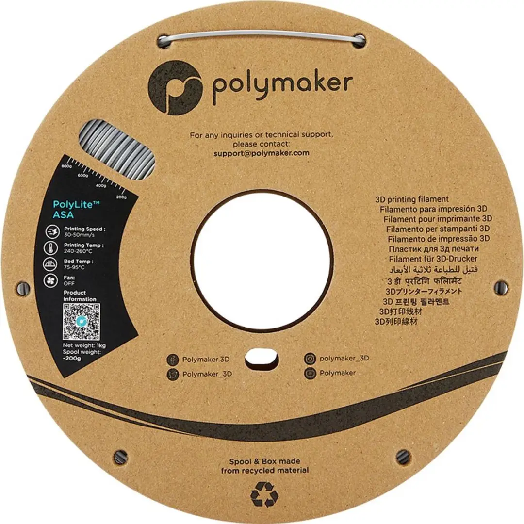 Polymaker PolyLite ASA Filament 1.75mm 1000g - Grijs