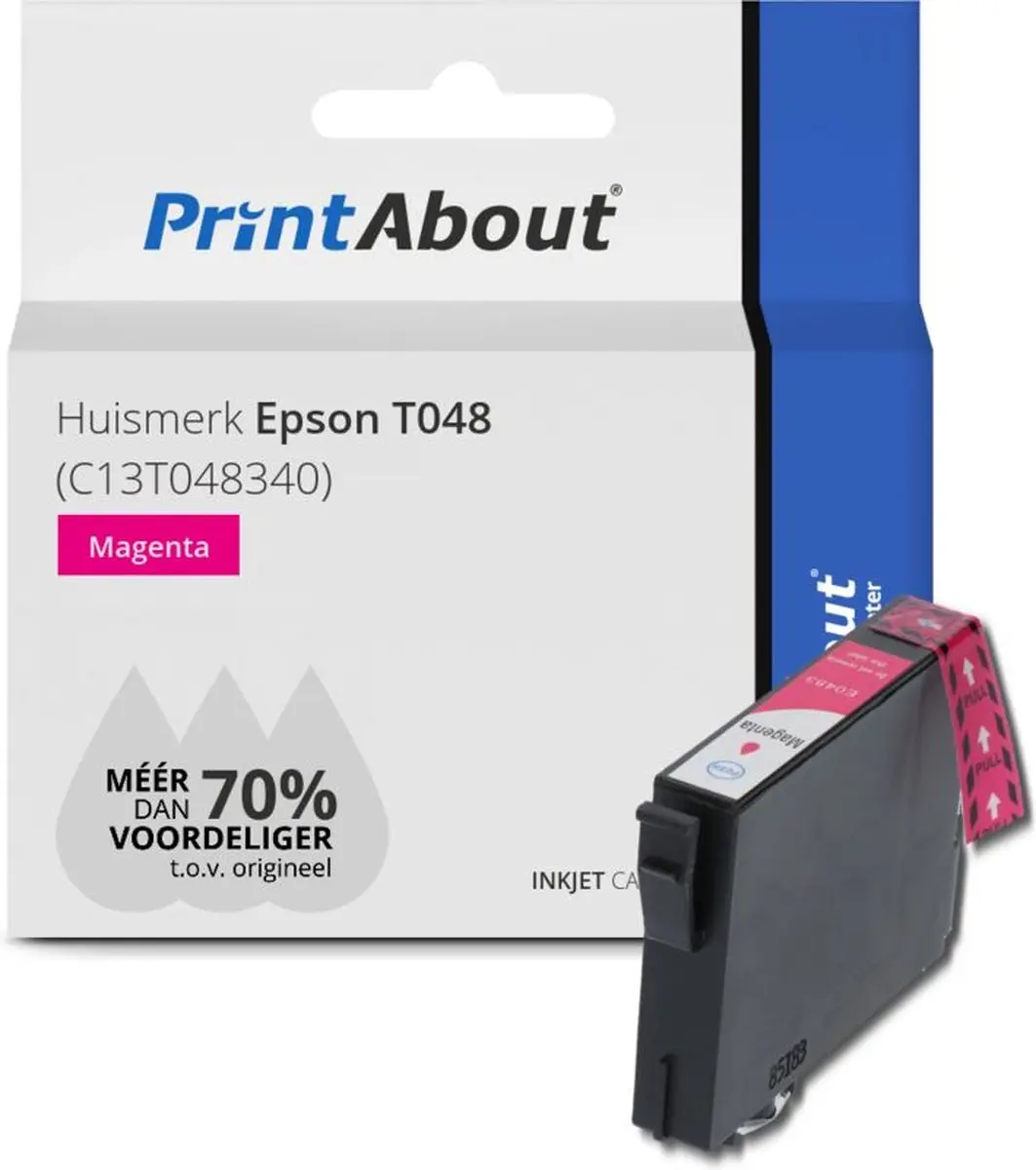PrintAbout T048 C13T048340 Magenta Inktcartridge - 17ml - Epson