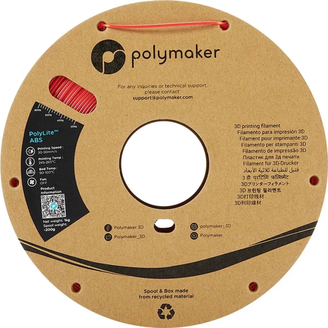 Polymaker PolyLite ABS Filament 2.85mm - 1000g Rood