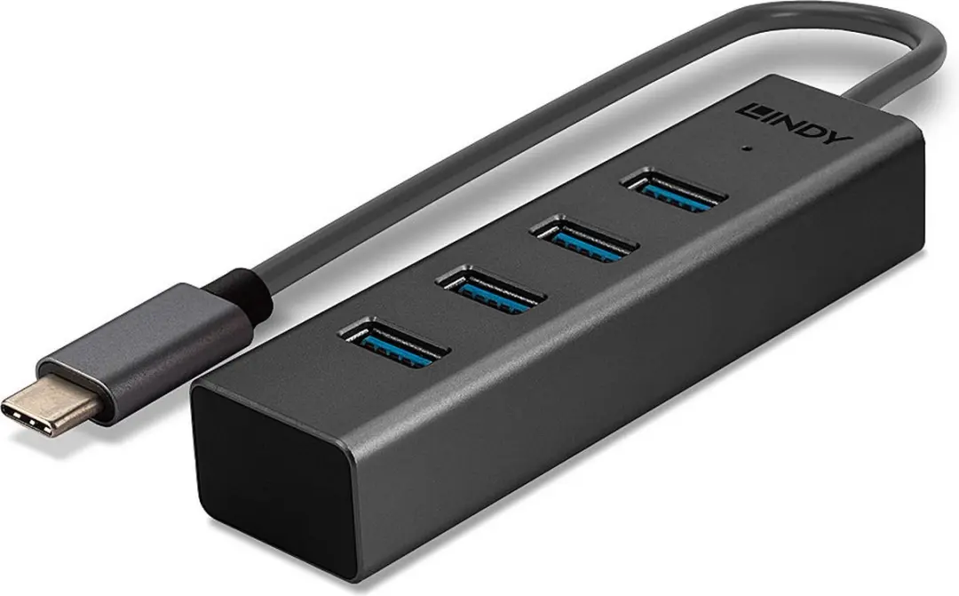 Lindy 43325 USB-Hub 4 Poorten USB-A 3.2 Gen1 - Grijs