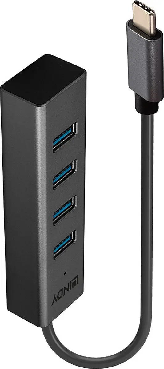 Lindy 43325 USB-Hub 4 Poorten USB-A 3.2 Gen1 - Grijs