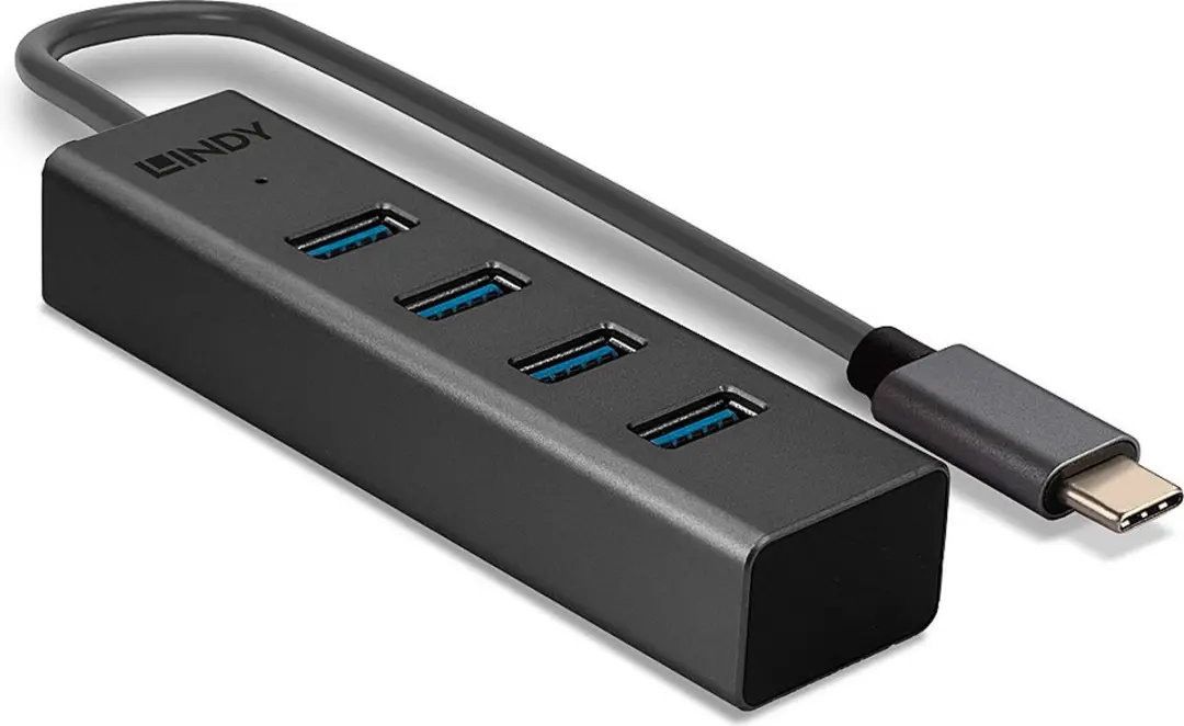 Lindy 43325 USB-Hub 4 Poorten USB-A 3.2 Gen1 - Grijs