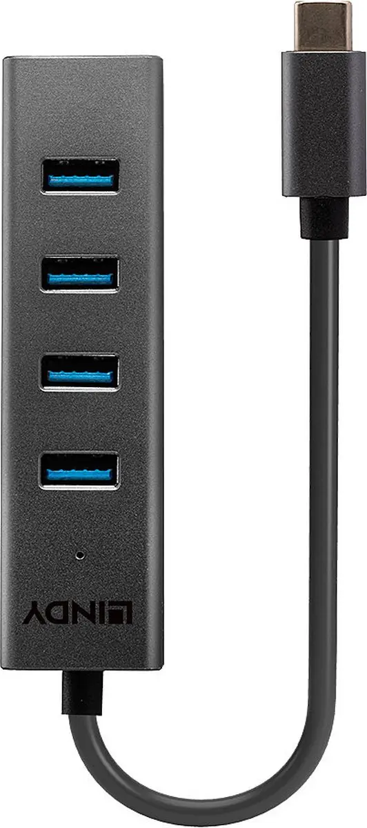 Lindy 43325 USB-Hub 4 Poorten USB-A 3.2 Gen1 - Grijs