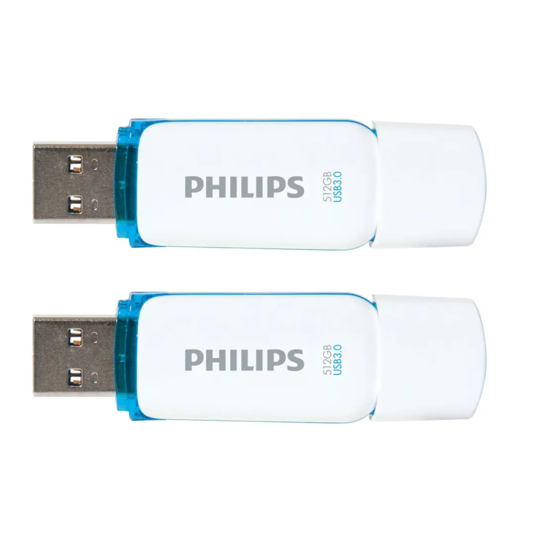 Philips FM51FD75B USB Stick Snow Edition - 512GB - 2 Stuks - Ocean Blue - afbeelding 2 van 3