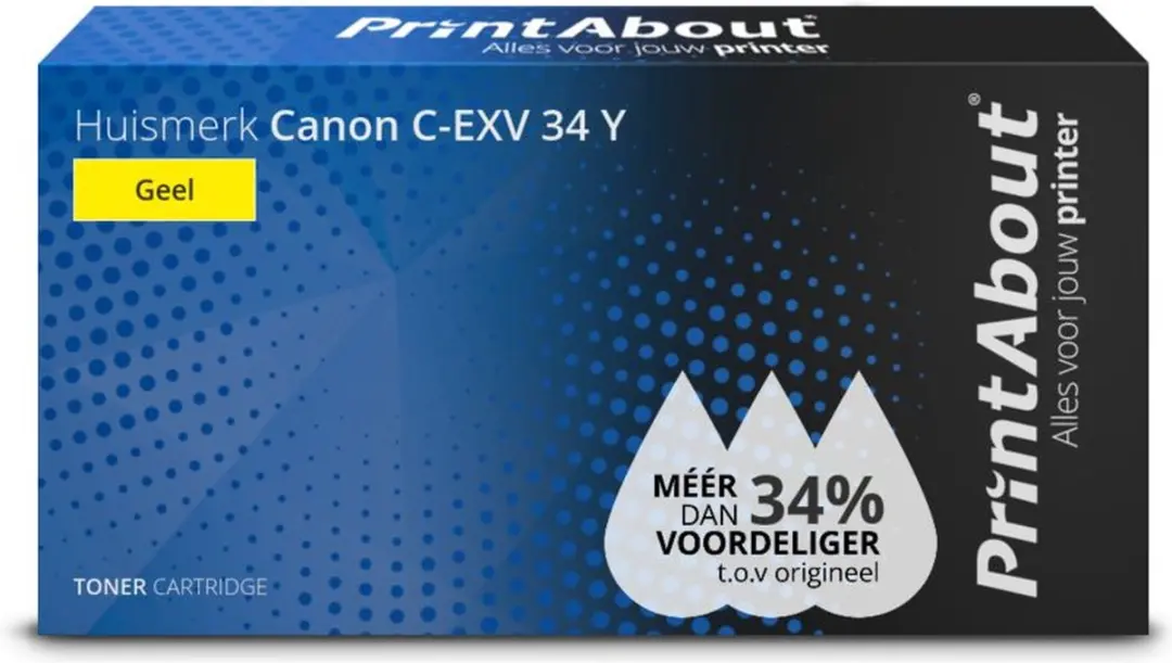 PrintAbout Canon C-EXV 34 Y Toner Geel - 21.000 pagina's