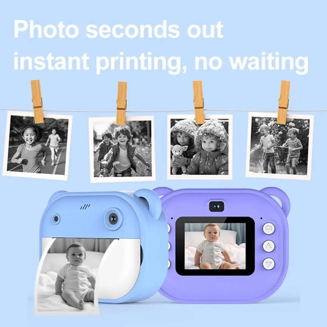 ECTEATOY Kids Print Camera Mini Printer - Blauw