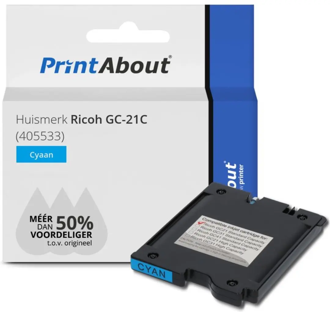 PrintAbout GC-21C Inktcartridge Cyaan - 64ml - o.a. Ricoh