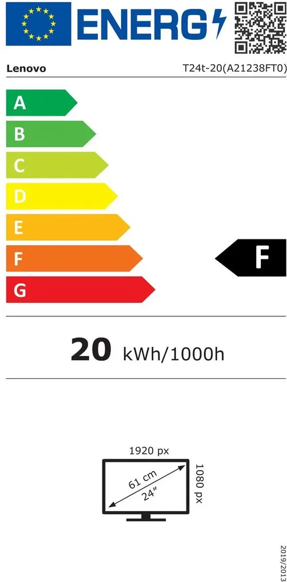 Lenovo ThinkVision T24t-20 Full HD Monitor 23.8" - 62C5GAT1EU