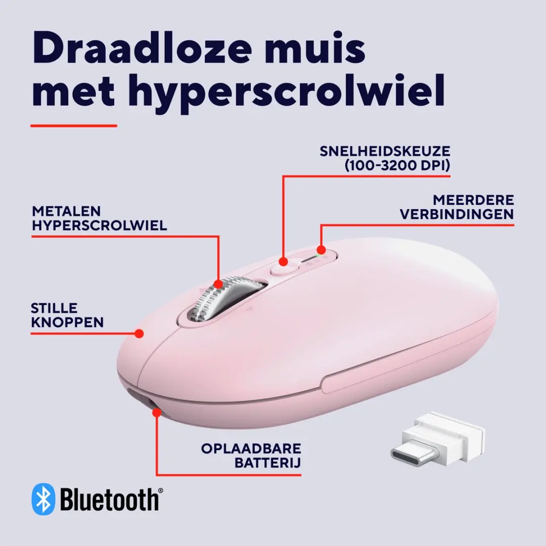 Trust Seron Hyperscrolmuis 26206 - Roze - afbeelding 6 van 6