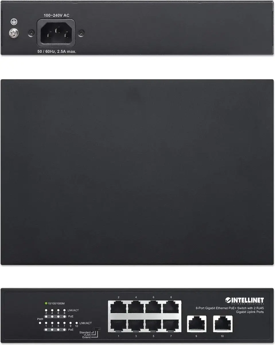 Intellinet 561402 8-Port Gigabit PoE+ Switch - 120W