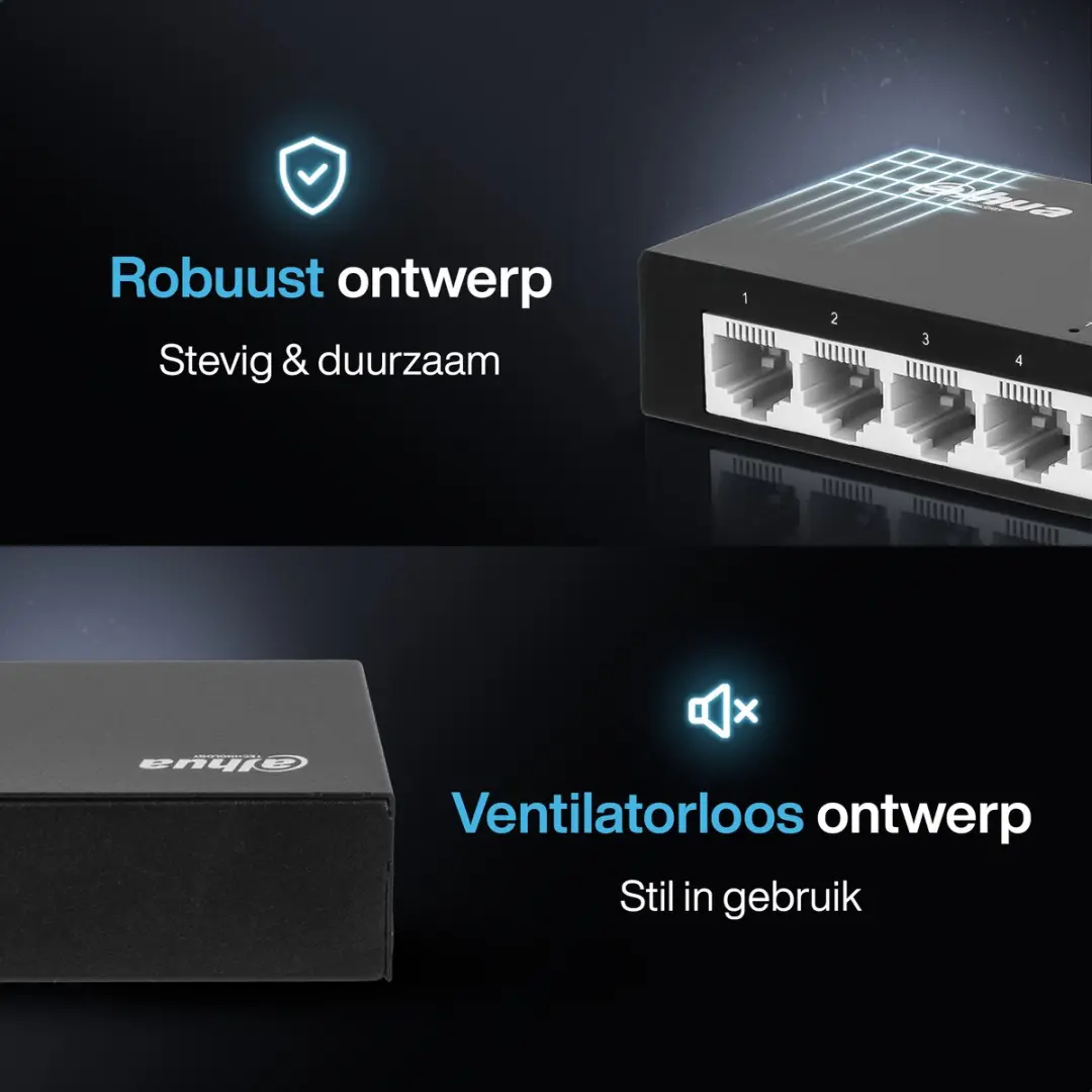 Dahua PFS3008-8ET Ethernet Switch 8 Poorten - 10/100Mbps - Zwart