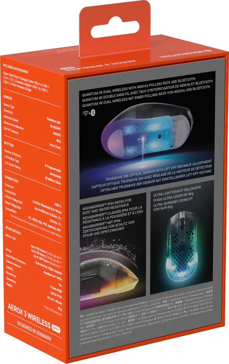 SteelSeries Aerox 3 Wireless Gen 2 62717 Gamingmuis - Shadow