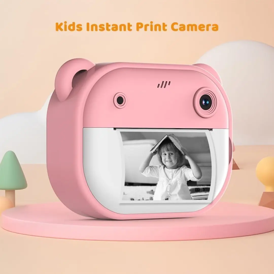 ECTEATOY Kids Print Camera Roze - Mini Printer 1080P Bluetooth