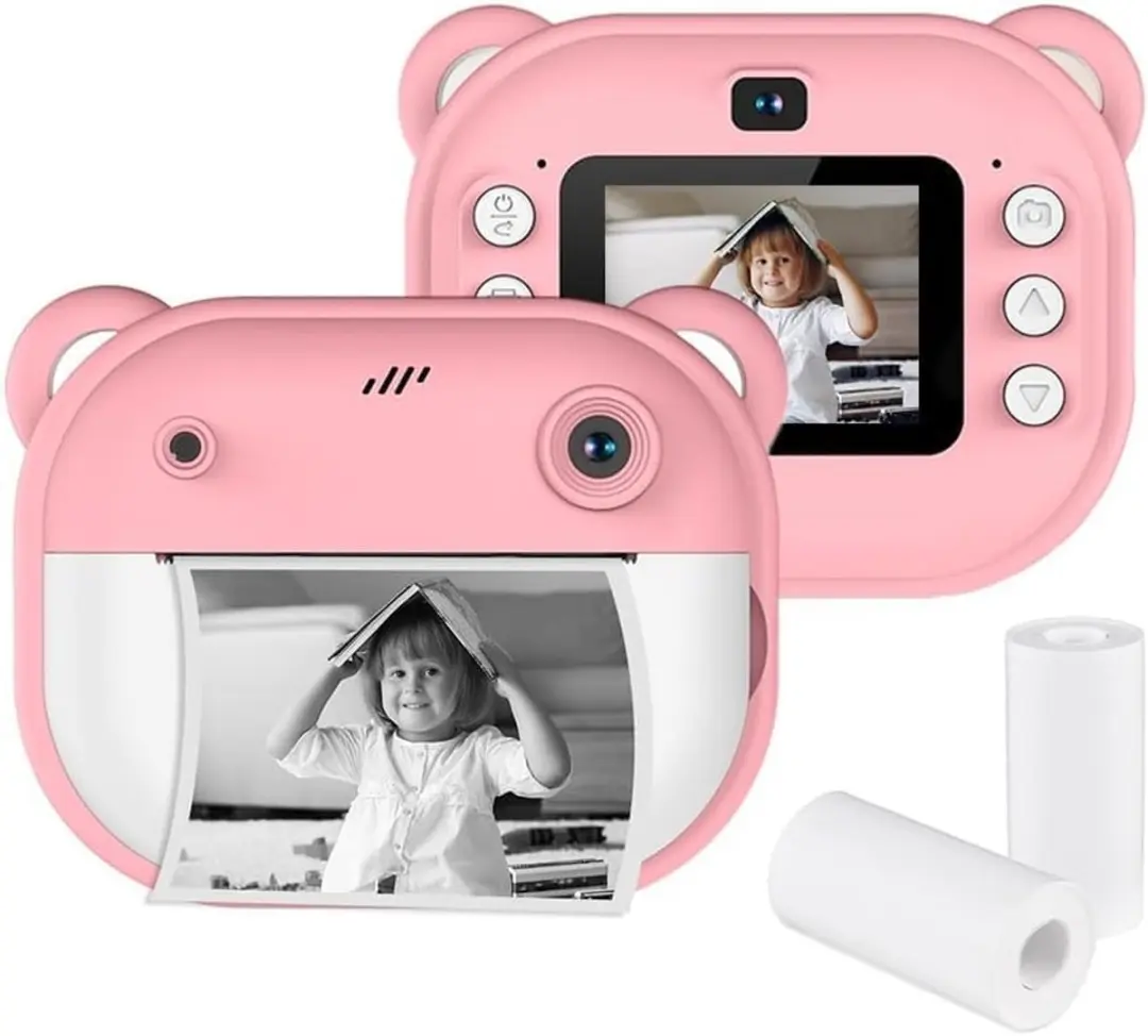 ECTEATOY Kids Print Camera Roze - Mini Printer 1080P Bluetooth