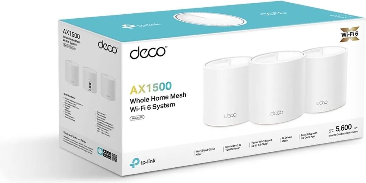 TP-Link Deco X10 Mesh WiFi 6 Systeem - 3-pack - afbeelding 6 van 6