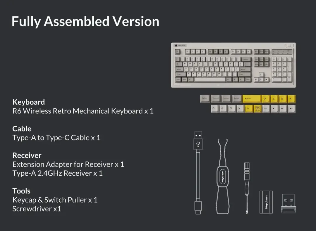 Keychron R6 Retro Draadloos Toetsenbord - R6-M1 - Geel/Grijs/Wit