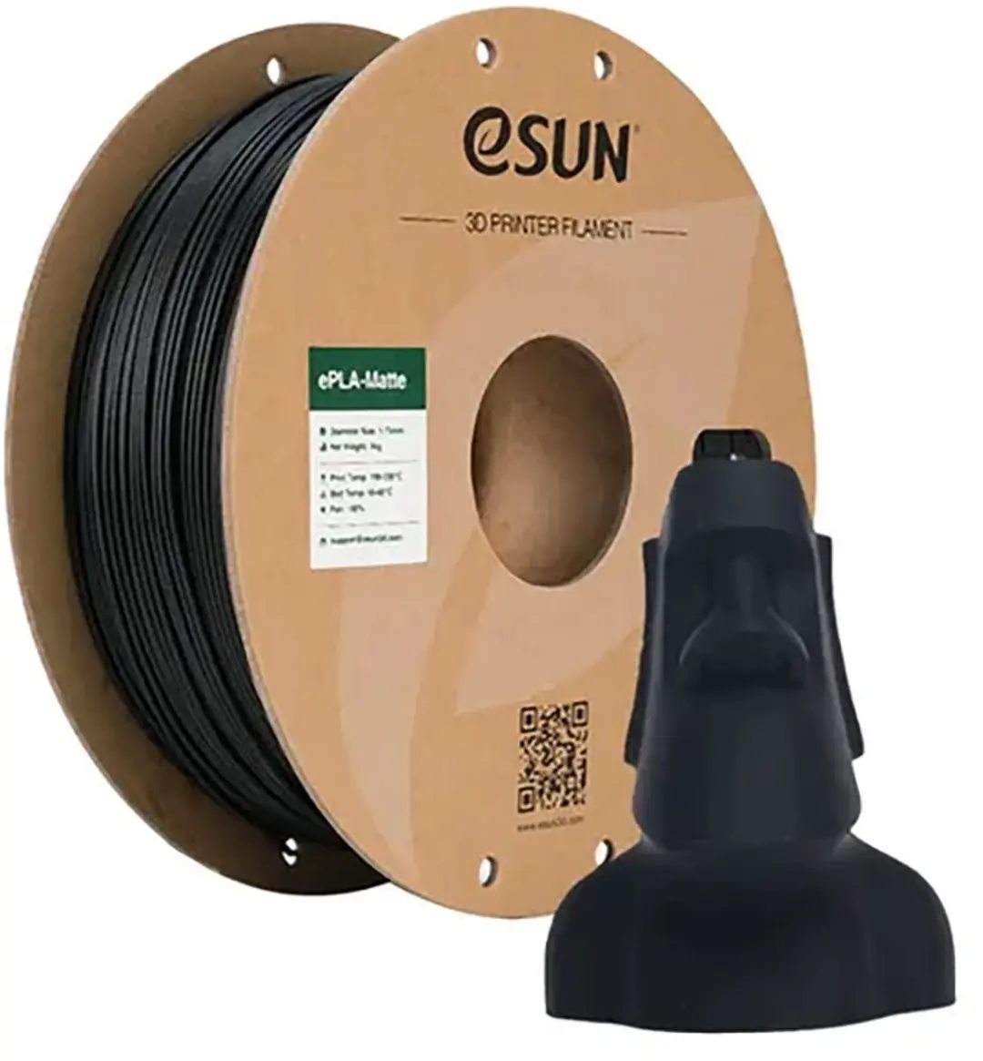 ESUN PLA-Matte Diepzwart 1.75mm 3D Printerfilament