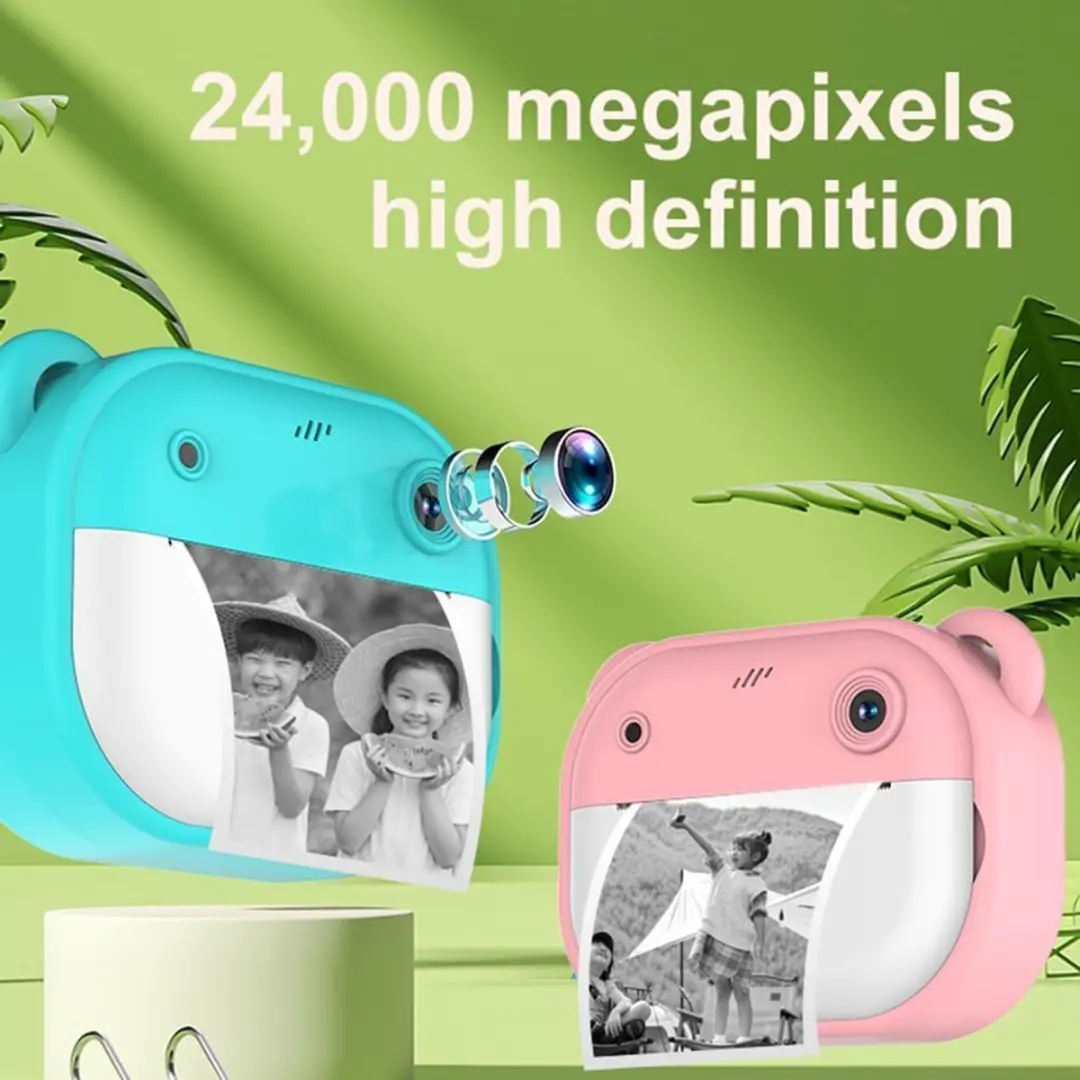 ECTEATOY Kids Print Camera Mini Printer - Groen - Bluetooth - 1080P