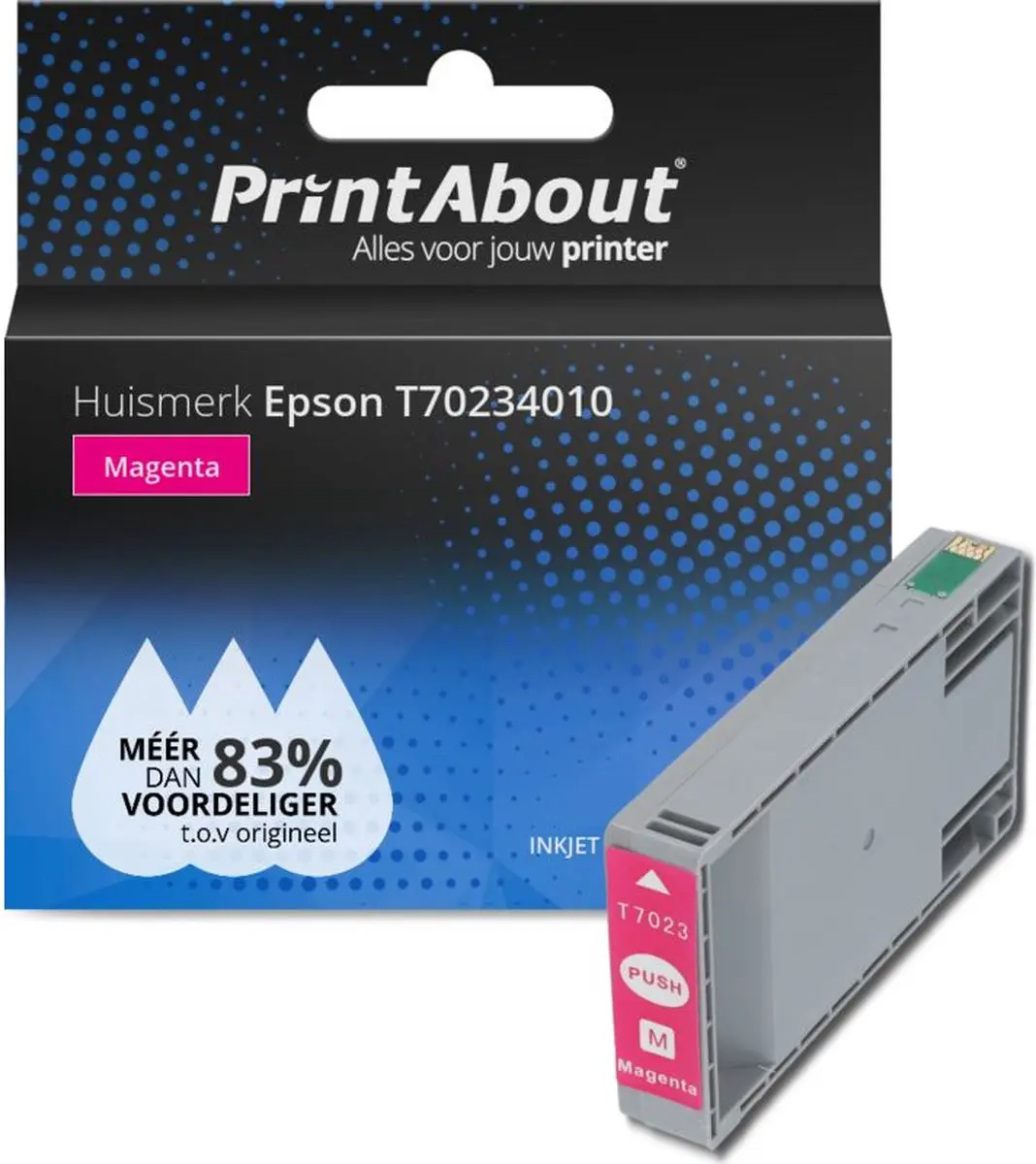 PrintAbout T70234010 Inktcartridge Magenta - 49ml - o.a. Epson XP520/XP540