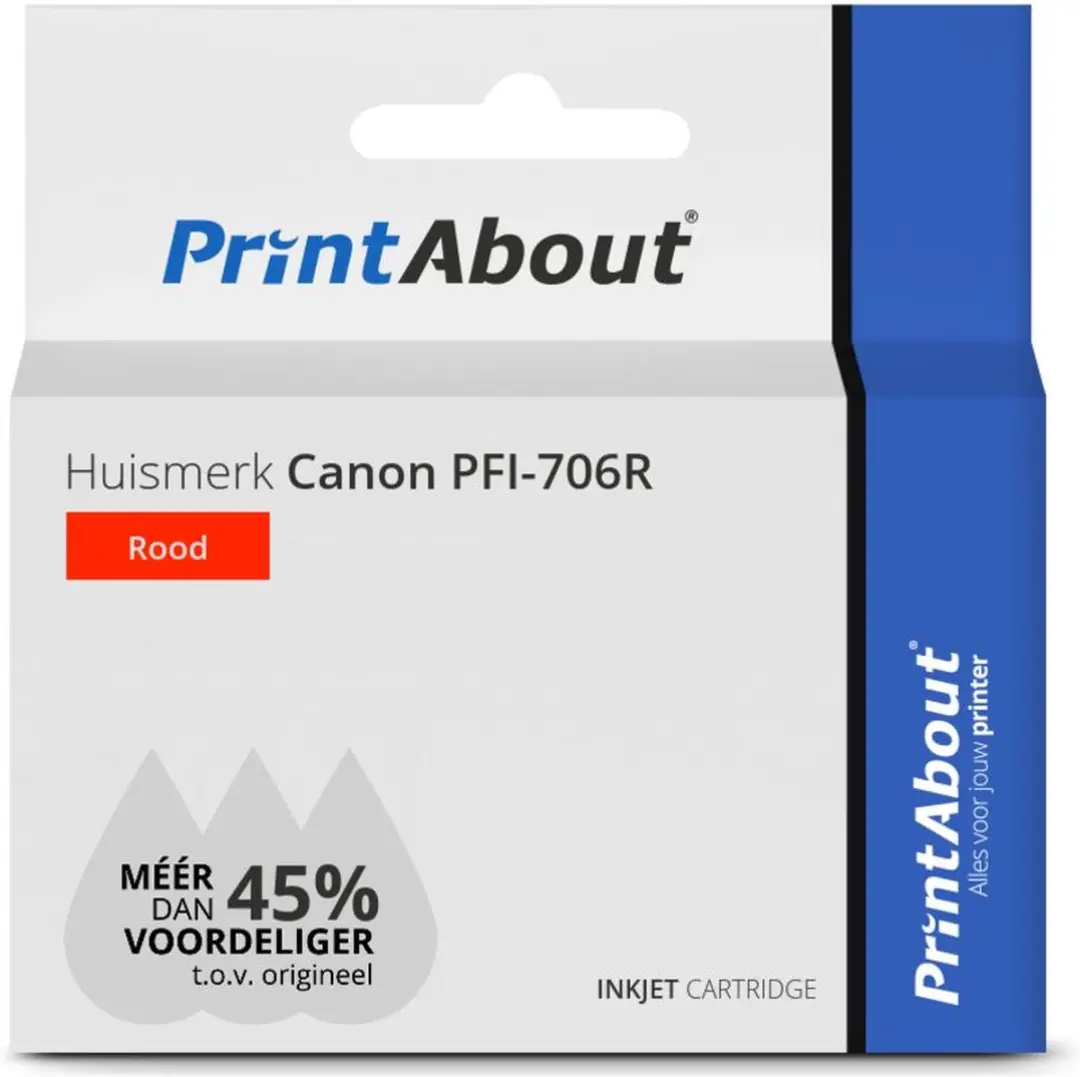 PrintAbout PFI-706R Inktcartridge - Rood - 700ml - Canon