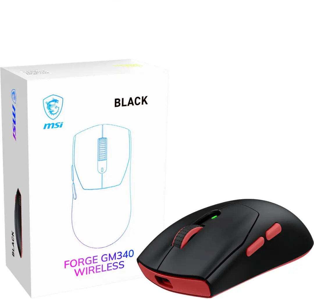 MSI Forge GM340 Wireless Gamingmuis - 12.000 DPI - Zwart