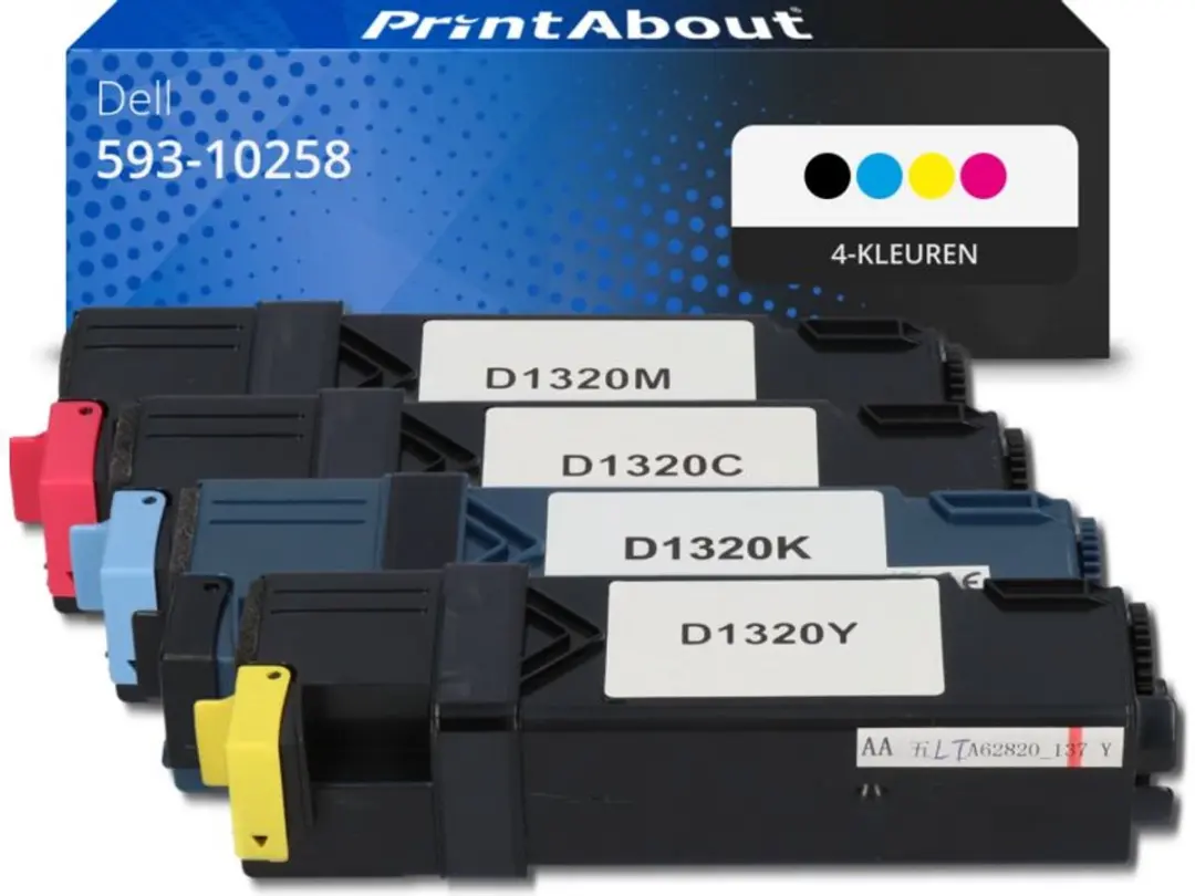 PrintAbout Huismerk 593-10258-PA2 Toner 4-kleuren Voordeelbundel - 9.000 Afdrukken