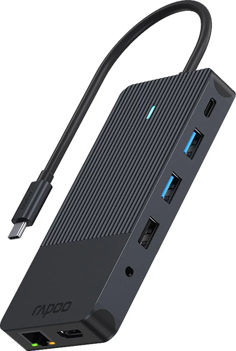 Rapoo UCM-2006 USB-C Multiport Adapter 12-in-1 - Donker Grijs - afbeelding 2 van 6