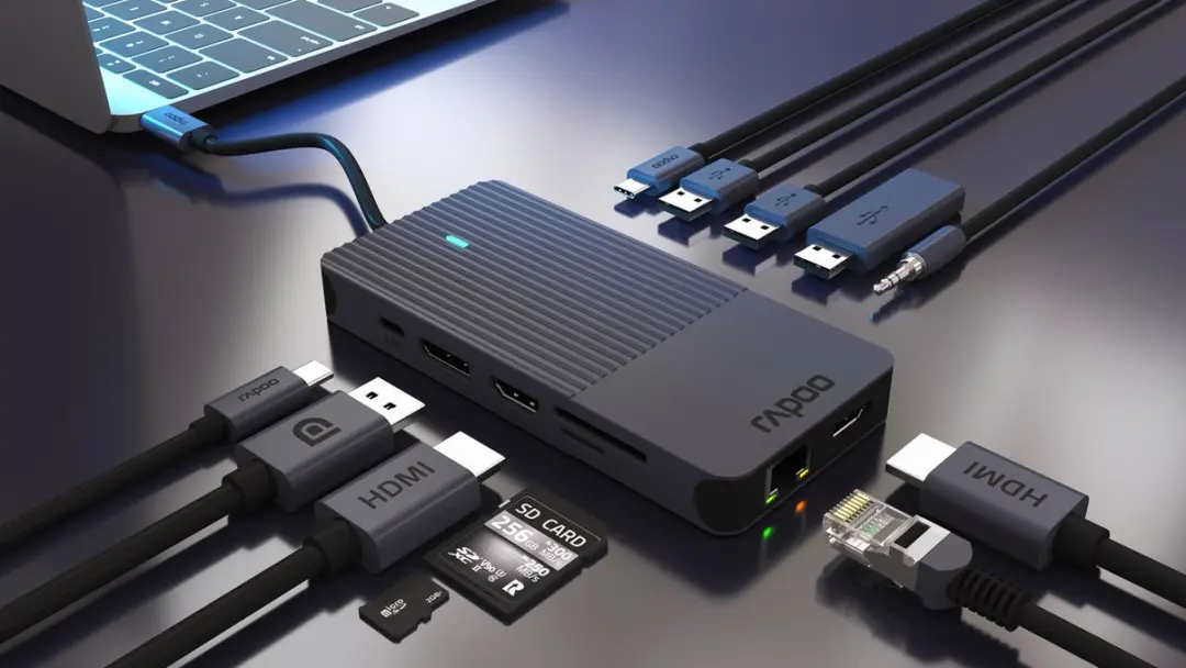 Rapoo UCM-2006 USB-C Multiport Adapter 12-in-1 - Donker Grijs - afbeelding 6 van 6