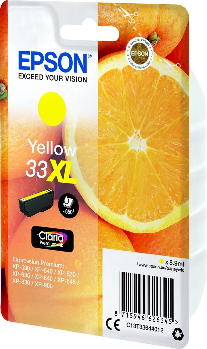 Epson C13T33644022 Geel XL Inktcartridge - 650 pagina's