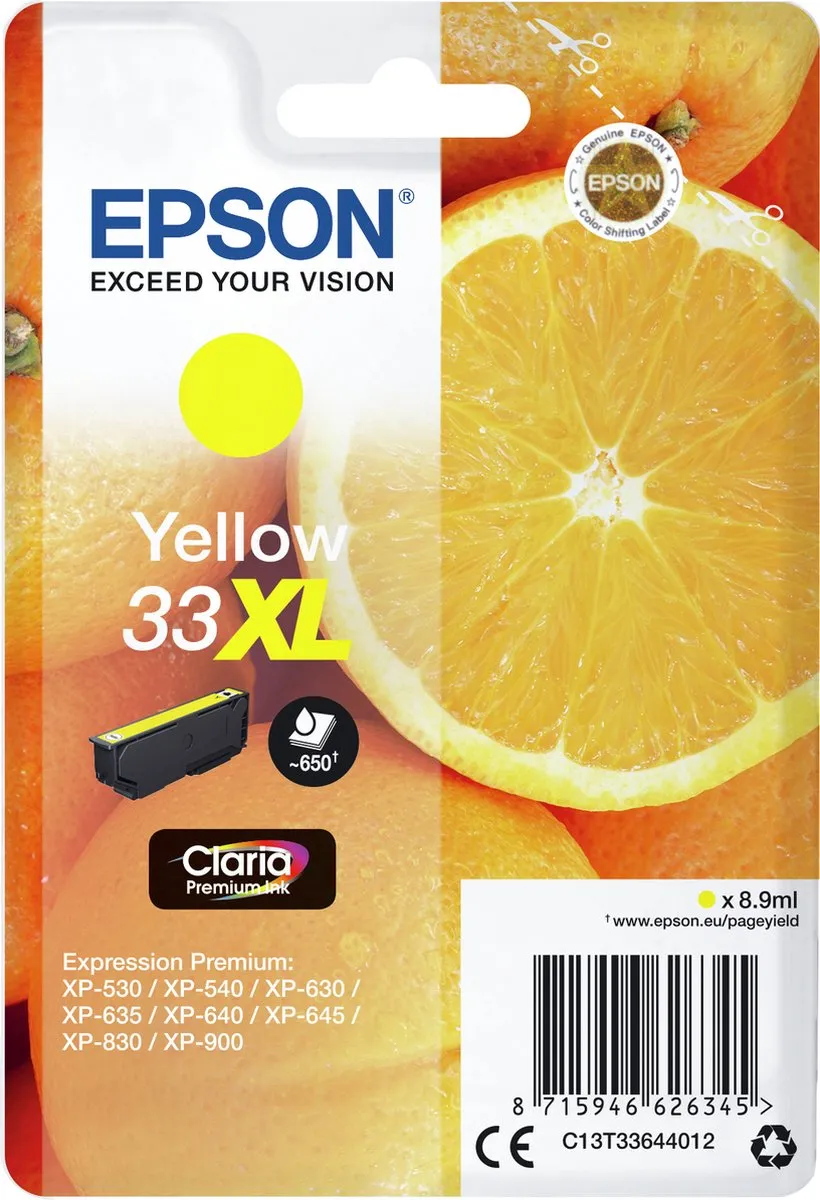 Epson C13T33644022 Geel XL Inktcartridge - 650 pagina's
